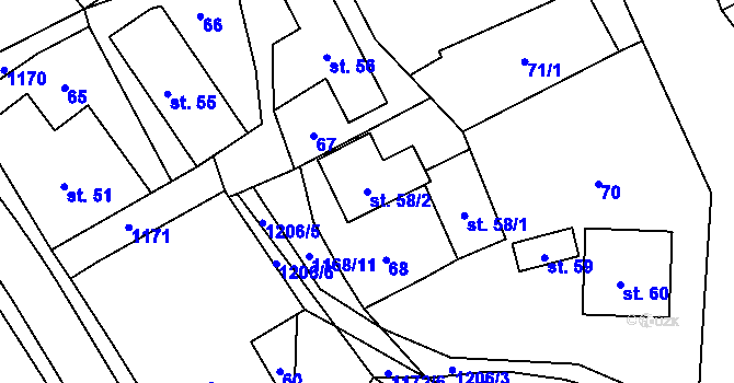 Parcela st. 58/2 v KÚ Chromeč, Katastrální mapa