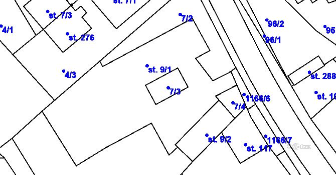 Parcela st. 7/3 v KÚ Chromeč, Katastrální mapa