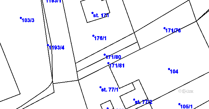 Parcela st. 171/80 v KÚ Chromeč, Katastrální mapa