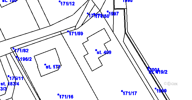 Parcela st. 409 v KÚ Chromeč, Katastrální mapa
