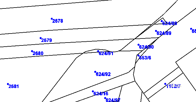 Parcela st. 624/91 v KÚ Chromeč, Katastrální mapa
