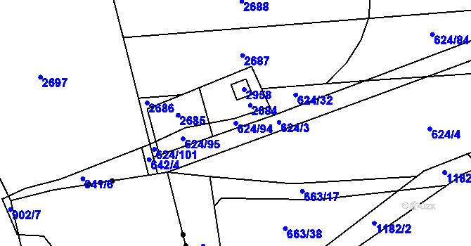 Parcela st. 624/94 v KÚ Chromeč, Katastrální mapa