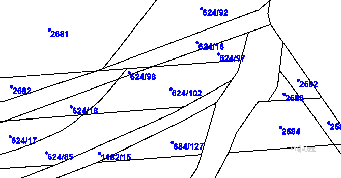 Parcela st. 624/102 v KÚ Chromeč, Katastrální mapa