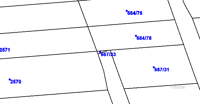 Parcela st. 667/33 v KÚ Chromeč, Katastrální mapa
