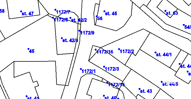 Parcela st. 1172/16 v KÚ Chromeč, Katastrální mapa