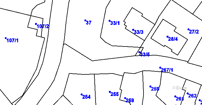 Parcela st. 33/2 v KÚ Chropyně, Katastrální mapa