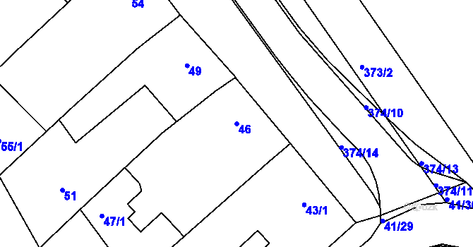 Parcela st. 46 v KÚ Chropyně, Katastrální mapa