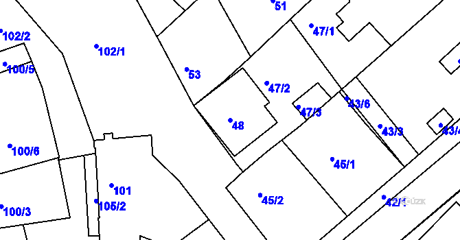 Parcela st. 48 v KÚ Chropyně, Katastrální mapa