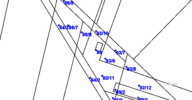 Parcela st. 88 v KÚ Chropyně, Katastrální mapa