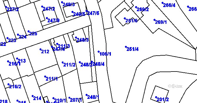 Parcela st. 106/1 v KÚ Chropyně, Katastrální mapa