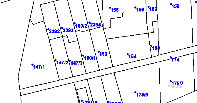 Parcela st. 153 v KÚ Chropyně, Katastrální mapa