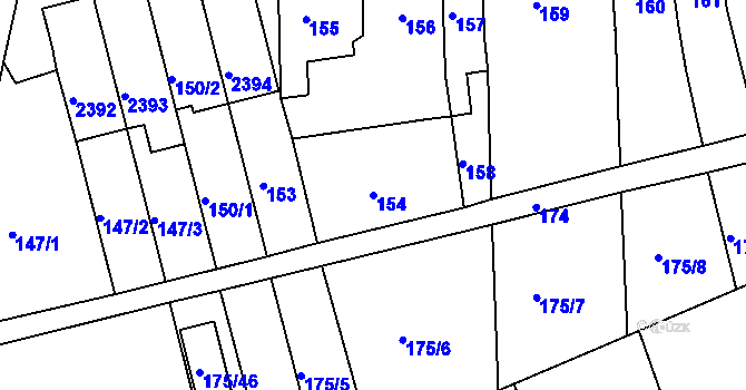 Parcela st. 154 v KÚ Chropyně, Katastrální mapa