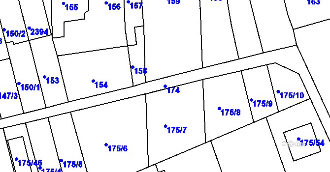 Parcela st. 174 v KÚ Chropyně, Katastrální mapa