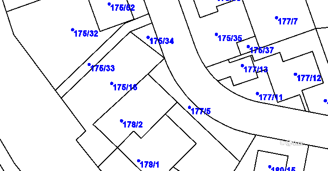 Parcela st. 176 v KÚ Chropyně, Katastrální mapa