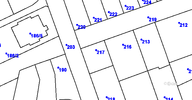 Parcela st. 217 v KÚ Chropyně, Katastrální mapa