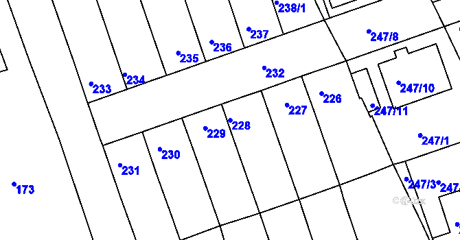 Parcela st. 228 v KÚ Chropyně, Katastrální mapa