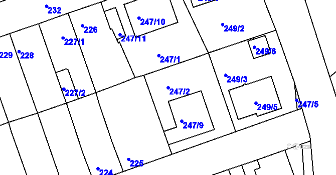 Parcela st. 247/2 v KÚ Chropyně, Katastrální mapa