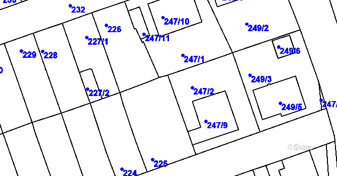 Parcela st. 247/3 v KÚ Chropyně, Katastrální mapa