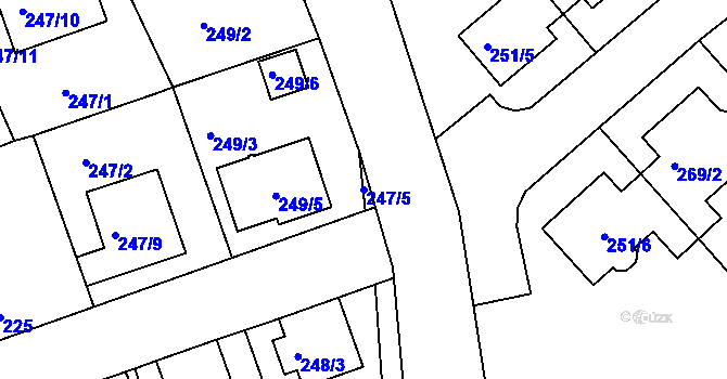 Parcela st. 247/5 v KÚ Chropyně, Katastrální mapa