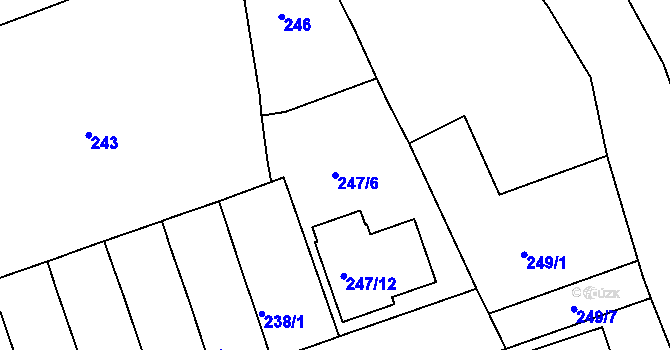 Parcela st. 247/6 v KÚ Chropyně, Katastrální mapa