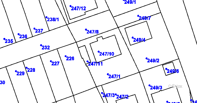 Parcela st. 247/10 v KÚ Chropyně, Katastrální mapa