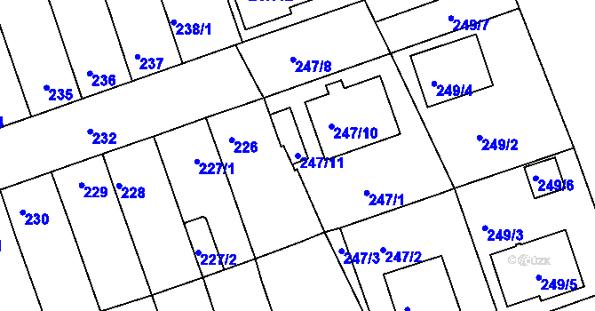 Parcela st. 247/11 v KÚ Chropyně, Katastrální mapa