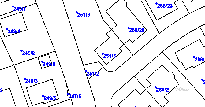 Parcela st. 251/5 v KÚ Chropyně, Katastrální mapa
