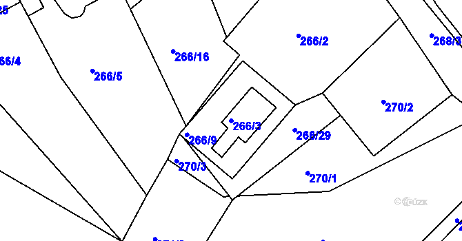 Parcela st. 266/3 v KÚ Chropyně, Katastrální mapa