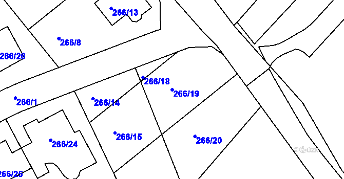 Parcela st. 266/19 v KÚ Chropyně, Katastrální mapa