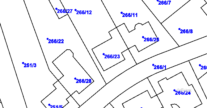 Parcela st. 266/23 v KÚ Chropyně, Katastrální mapa
