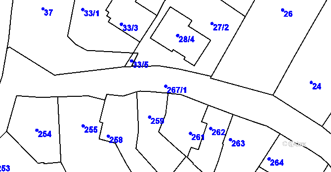 Parcela st. 267/1 v KÚ Chropyně, Katastrální mapa