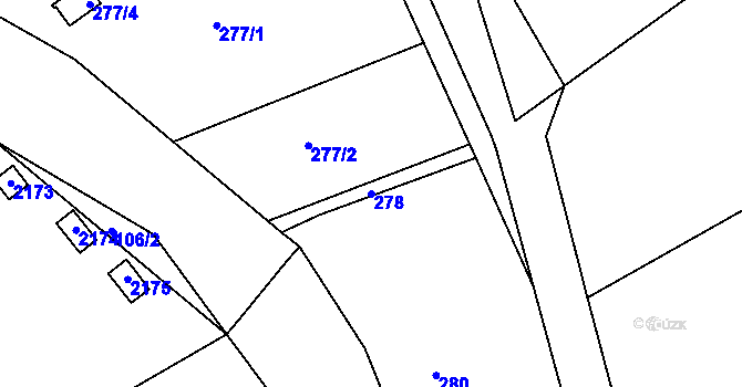 Parcela st. 278 v KÚ Chropyně, Katastrální mapa