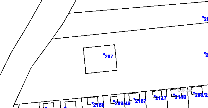 Parcela st. 287 v KÚ Chropyně, Katastrální mapa
