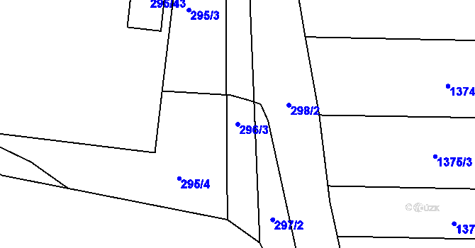 Parcela st. 296/3 v KÚ Chropyně, Katastrální mapa