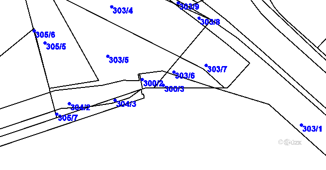 Parcela st. 300/3 v KÚ Chropyně, Katastrální mapa