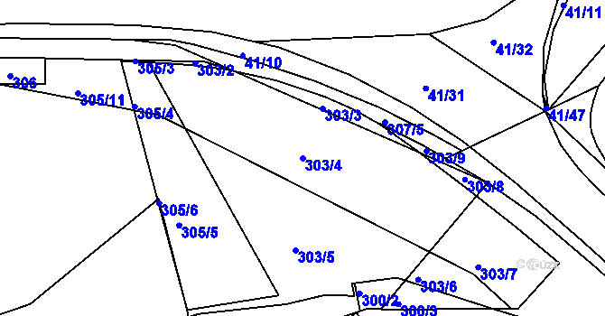 Parcela st. 303/4 v KÚ Chropyně, Katastrální mapa