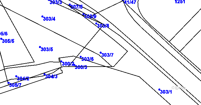 Parcela st. 303/7 v KÚ Chropyně, Katastrální mapa
