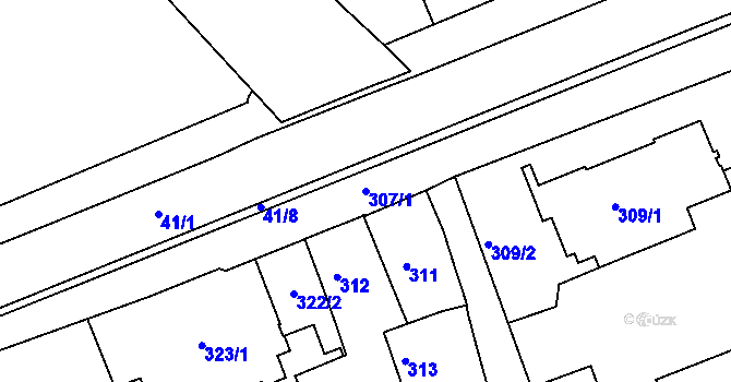 Parcela st. 307/1 v KÚ Chropyně, Katastrální mapa