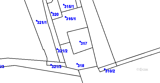 Parcela st. 317 v KÚ Chropyně, Katastrální mapa