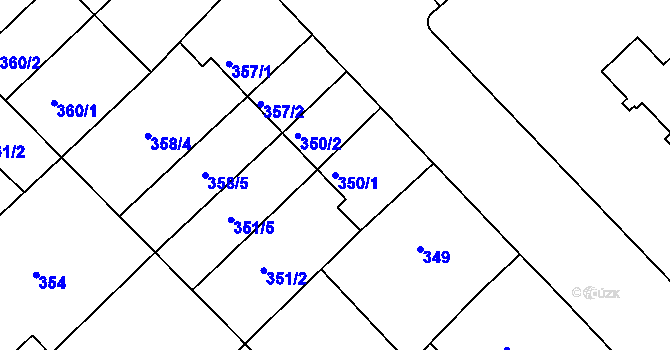 Parcela st. 350/1 v KÚ Chropyně, Katastrální mapa