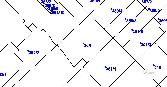 Parcela st. 354 v KÚ Chropyně, Katastrální mapa