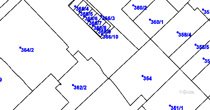 Parcela st. 361/1 v KÚ Chropyně, Katastrální mapa