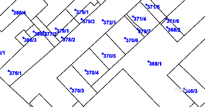 Parcela st. 370/5 v KÚ Chropyně, Katastrální mapa