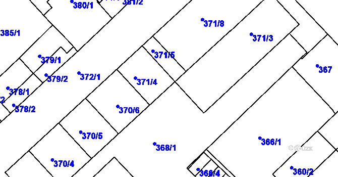 Parcela st. 371/7 v KÚ Chropyně, Katastrální mapa