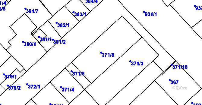 Parcela st. 371/8 v KÚ Chropyně, Katastrální mapa