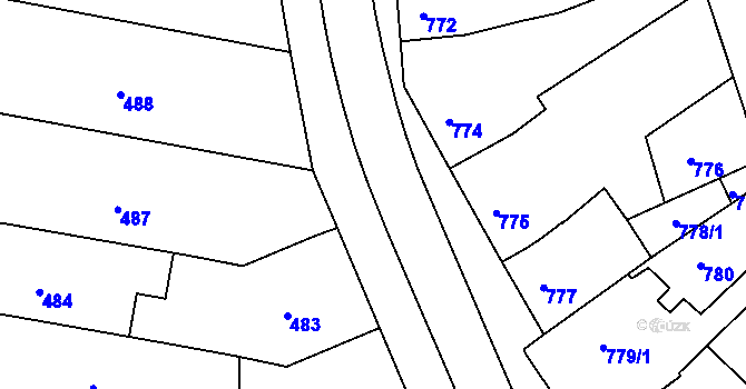 Parcela st. 374/22 v KÚ Chropyně, Katastrální mapa
