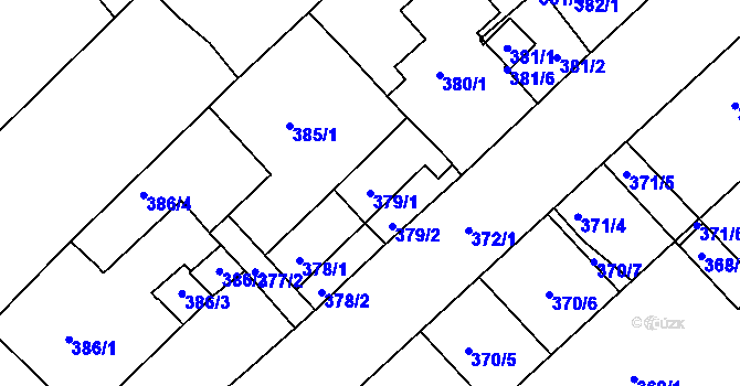 Parcela st. 379/1 v KÚ Chropyně, Katastrální mapa