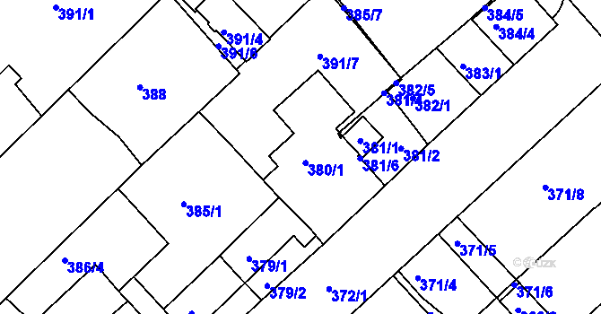 Parcela st. 380 v KÚ Chropyně, Katastrální mapa