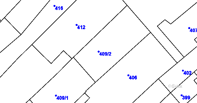 Parcela st. 409/2 v KÚ Chropyně, Katastrální mapa