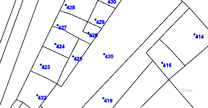 Parcela st. 420 v KÚ Chropyně, Katastrální mapa